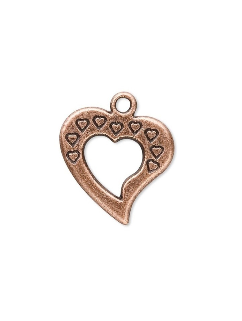 Antiqued Copper Pewter Carved Open Heart 24x21mm Pendants Charms 10 pcs